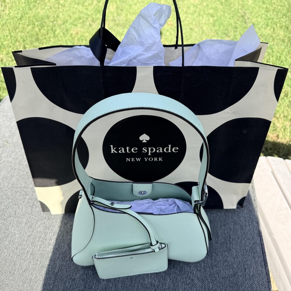 Kate Spade NY Jodi Hobo Purse Bag Lime frost pebbled Leather Removable Pouch NWT
